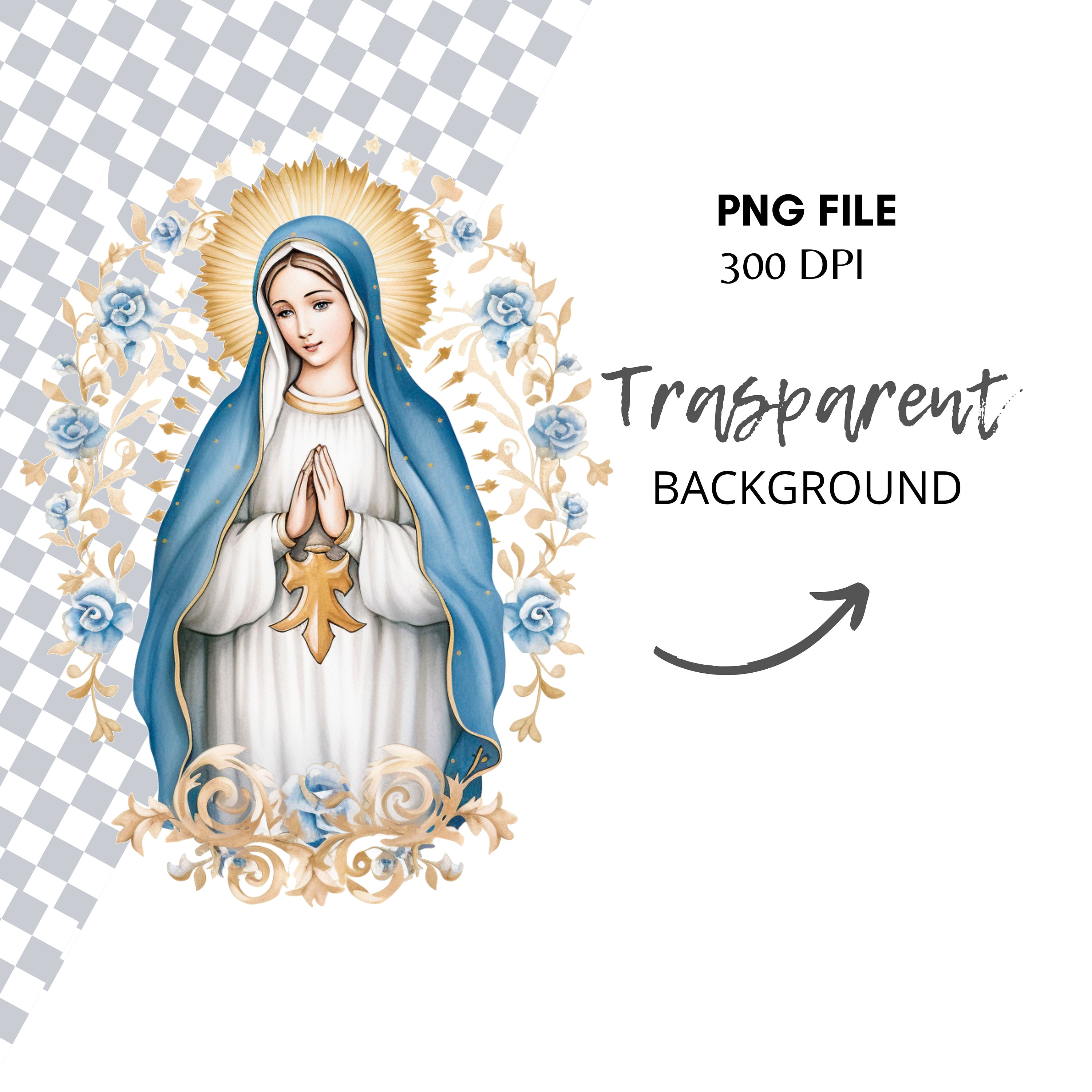 Virgin Mary Clipart,bundle 15 High Quality Png,watercolor Clip Art Jpg ...