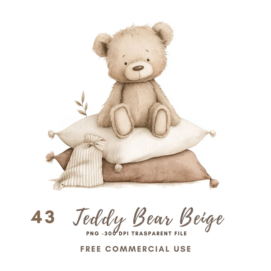 Beige Teddy Bear Nursery Clipart , Bundle 43 Png,watercolor Newborn ...