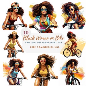 Schwarze Frau Clipart PNG Bundle 10 hohe Qualität, Schöne Frau digitaler Download, Kartenherstellung, digitales Papierhandwerk, druckbare Aufkleber | 188