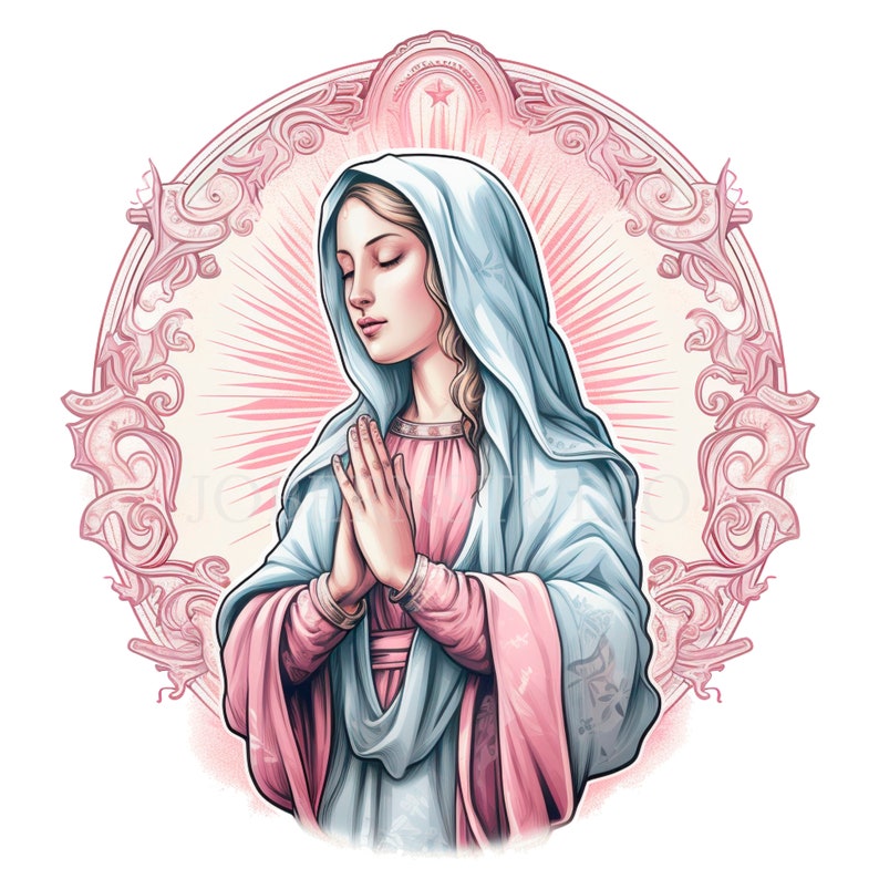 Pink Virgin Mary Clipart,bundle 15 High Quality Png,watercolor Clip Art ...
