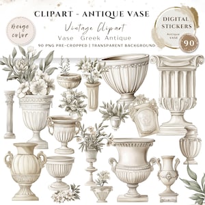Vases antiques Clipart PNG, lot 90 de haute qualité | vases grecs et romains vintage, autocollants imprimables Goodnotes, téléchargement numérique | 665
