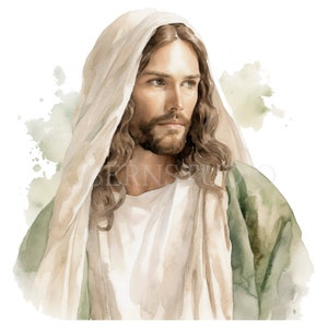Pacchetto Clipart Gesù Cristo 15 PNG di alta qualità, Gesù acquerello, Download digitale, Creazione di cartoline, Supporti misti, Mestiere di carta digitale/ 142