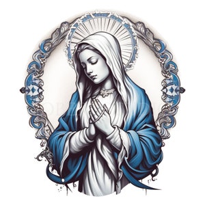 Clipart Vergine Maria, bundle 15 PNG di alta qualità, clip art acquerello JPG, download digitale, creazione di cartoline, supporti misti, artigianato in carta digitale/ 35