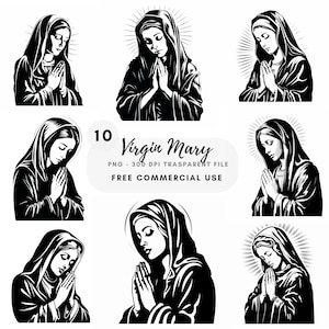 Clipart Vergine Maria, bundle 10 PNG di alta qualità, Nostra Signora Guadalupe, download digitale, creazione di cartoline, supporti misti, artigianato in carta digitale/ 441