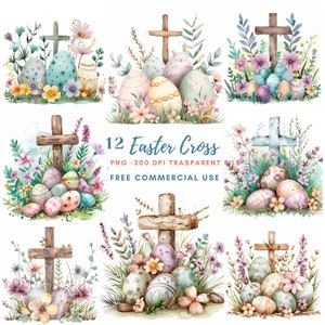 Pacchetto PNG Clipart Croce di Pasqua 12 Alta qualità, Uovo Croce di Pasqua Acquerello, Download digitale, Creazione di cartoline, Supporti misti, Creazioni di carta digitale/236