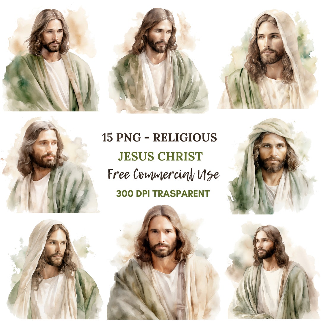 Jesus Christ Clipart Bundle 15 High Quality PNG, Watercolor Jesus ...