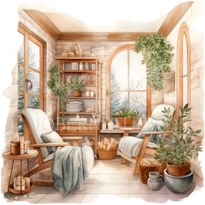 Cozy Winter Spa Clipart PNG,Bundle 15 JPG de haute qualité,Téléchargement numérique, Fabrication de cartes, Médias mixtes, Artisanat en papier numérique, Autocollants imprimables| 95