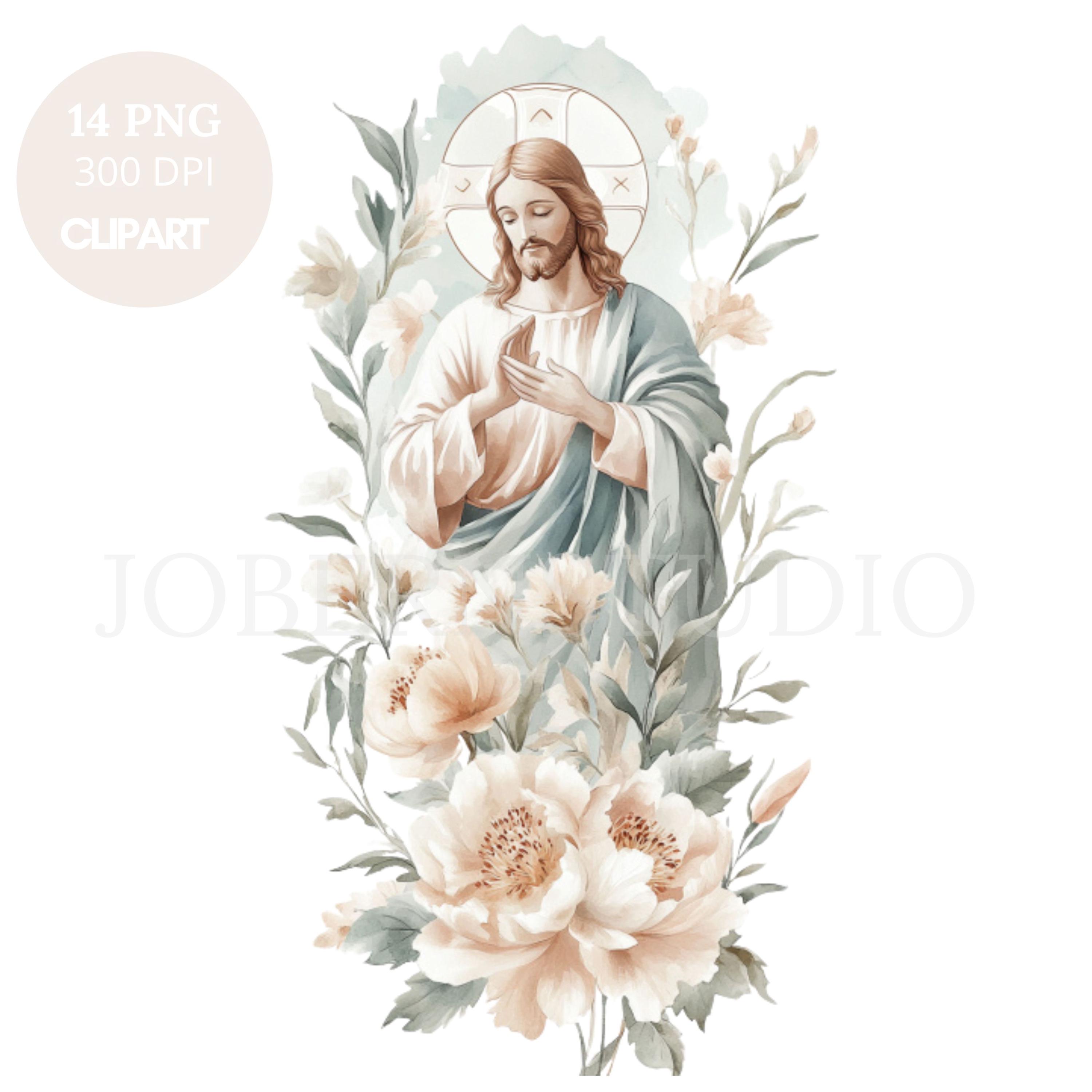 Jesus Christ Clipart Bundle 14 High Quality PNG | Watercolor Jesus and ...