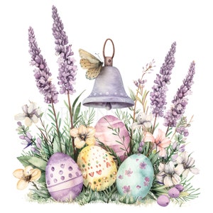 Pacchetto PNG Clipart di Easter Bell 16 Alta qualità, Uovo di Pasqua Acquerello, Download digitale, Creazione di cartoline, Supporti misti, Mestiere di carta digitale / 256