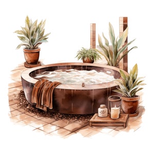 Cosy Winter Spa Clipart PNG, lot de 25 JPG haute qualité, téléchargement numérique, fabrication de cartes, techniques mixtes, créations numériques en papier, autocollants imprimables | 55