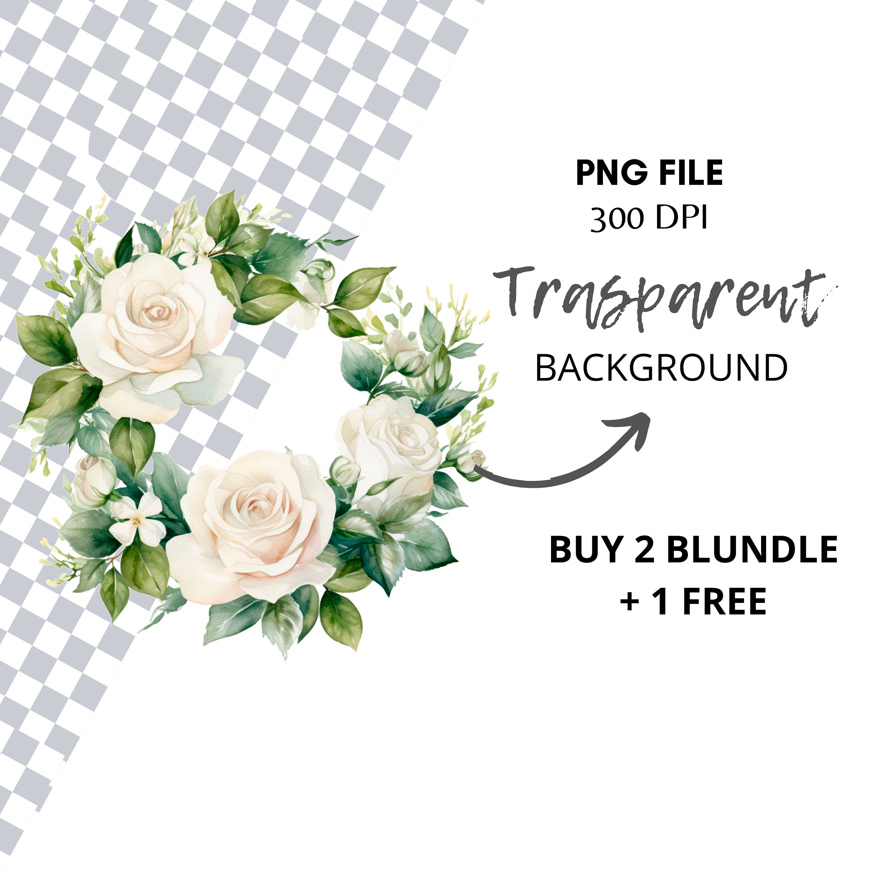 Garland Rose Flower Clipart Bundle 10 High Quality PNG, Watercolor ...