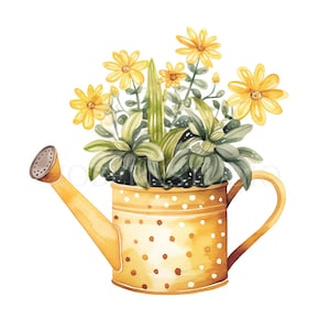 Lot de 10 cliparts fleur jaune PNG haute qualité, autocollant imprimable floral aquarelle, téléchargement numérique, fabrication de cartes, créations artisanales en papier numérique | 249