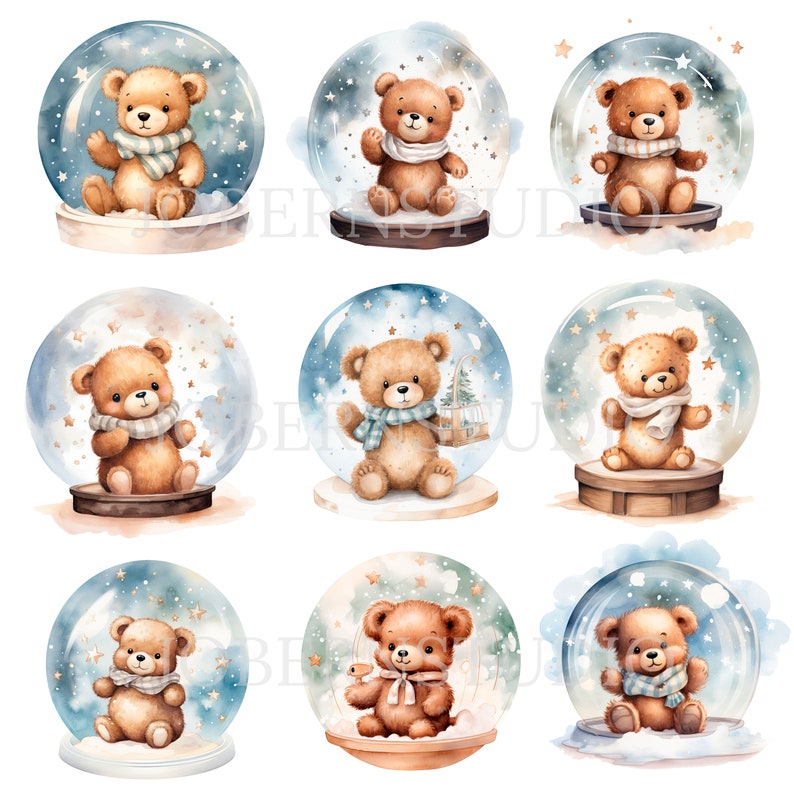 Teddy Bear Globe Clipart PNG Bundle 15 High Quality Etsy