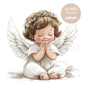 Guardian Angel Clipart PNG Bundle 10 hochwertige PNG, weiß Aquarell niedlichen Engel, druckbare Aufkleber Goodnotes, digitaler Download | 688