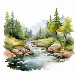 Berg Landschaft Clipart, Bundle 14 Hohe Qualität, Aquarell Berg, Digital Download, Kartenherstellung, Mixed Media, Digitales Papier Handwerk |202