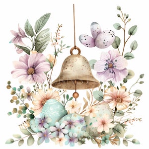 Pacchetto PNG Clipart di Easter Bell 16 Alta qualità, Uovo di Pasqua Acquerello, Download digitale, Creazione di cartoline, Supporti misti, Mestiere di carta digitale / 256