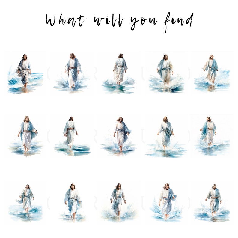 Jesus Christ Clipart Bundle 15 High Quality Png,watercolor Jesus on Sea ...