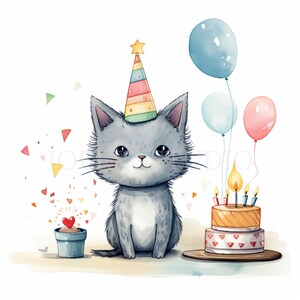 Crazy Cat Party Clipart PNG Bundle 10 JPG di alta qualità, gattini divertenti, download digitale, creazione di carte, supporti misti, artigianato in carta digitale/ 124