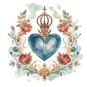 Heilig hart clipart bundel 20 hoge kwaliteit PNG, aquarel Jezus Maria, digitale download, kaart maken, gemengde media, digitaal papier ambacht | 233