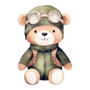 Teddy Bear Aviator Clipart PNG Bundle 15 High Quality JPG,Digital Download,Stickers, Card Making,Mixed Media,Digital Paper Craft|46