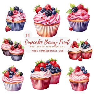 Cupcake Fruit Clipart,Bundle 11 High Quality PNG,Watercolor CupCake ,Printable Sticker,Digital Download,Card Making,Digital Paper Craft|457