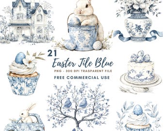 Easter Tile Blue Clipart PNG Bundle 21 High Quality,Watercolor Easter Egg, Digital Download,Card Making,Mixed Media,Digital Paper Craft| 674