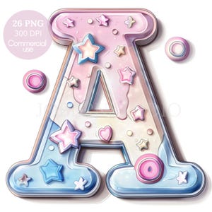 Pacchetto di clipart con lettere dell'alfabeto carino 26 PNG di alta qualità, lettera per bambini ad acquerello, adesivi stampabili, download digitale, artigianato in carta digitale/ 493