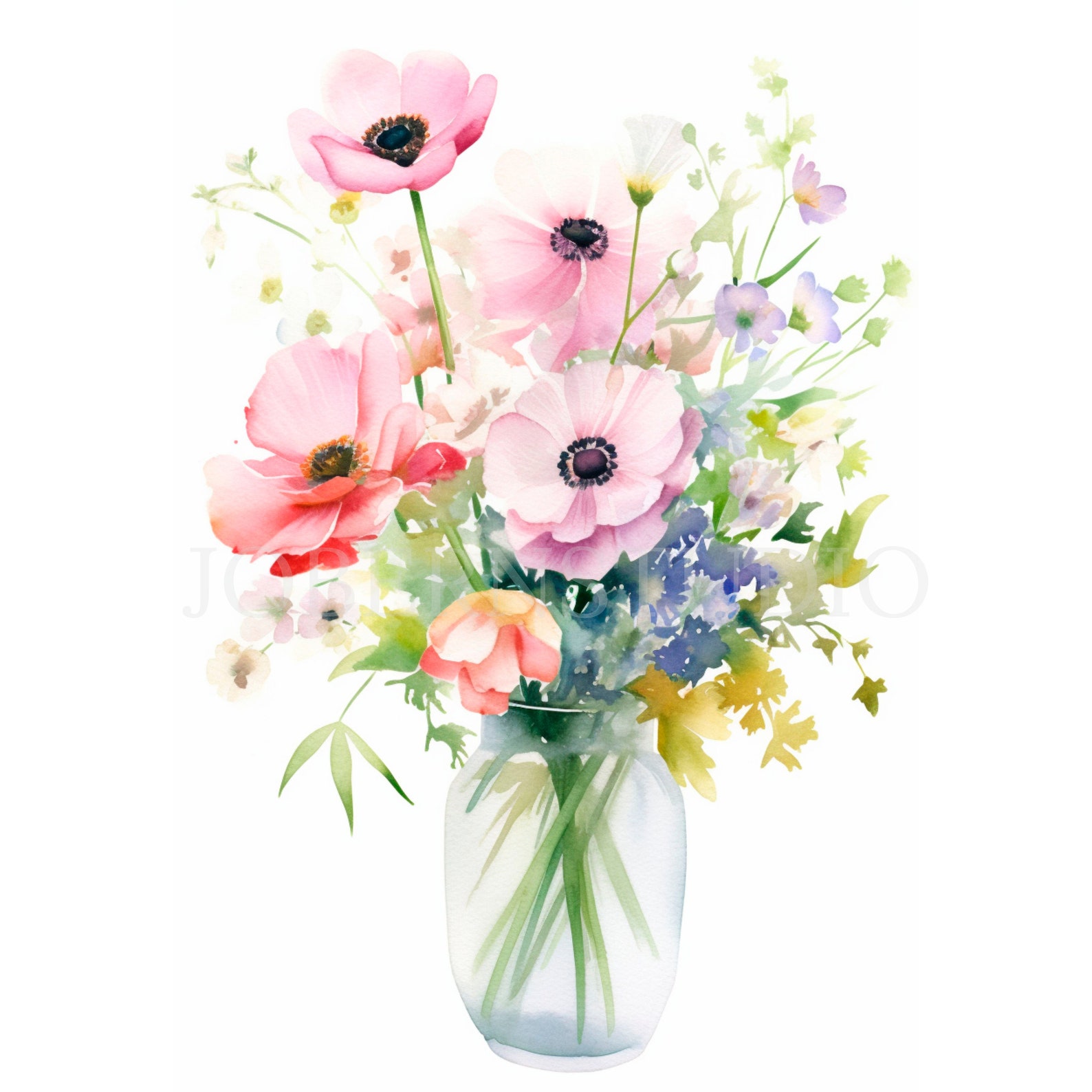 Vase of Flower Clipart Bundle 10 High Quality PNG, Watercolor Flower ...