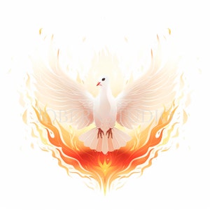 Pacchetto di clipart dello Spirito Santo 12 PNG di alta qualità, Colomba dell'acquerello di Pentecoste, Adesivo stampabile, Download digitale, Creazione di cartoline, Supporti misti/ 388