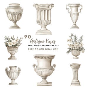 Vases antiques Clipart PNG, lot 90 de haute qualité | vases grecs et romains vintage, autocollants imprimables Goodnotes, téléchargement numérique | 665