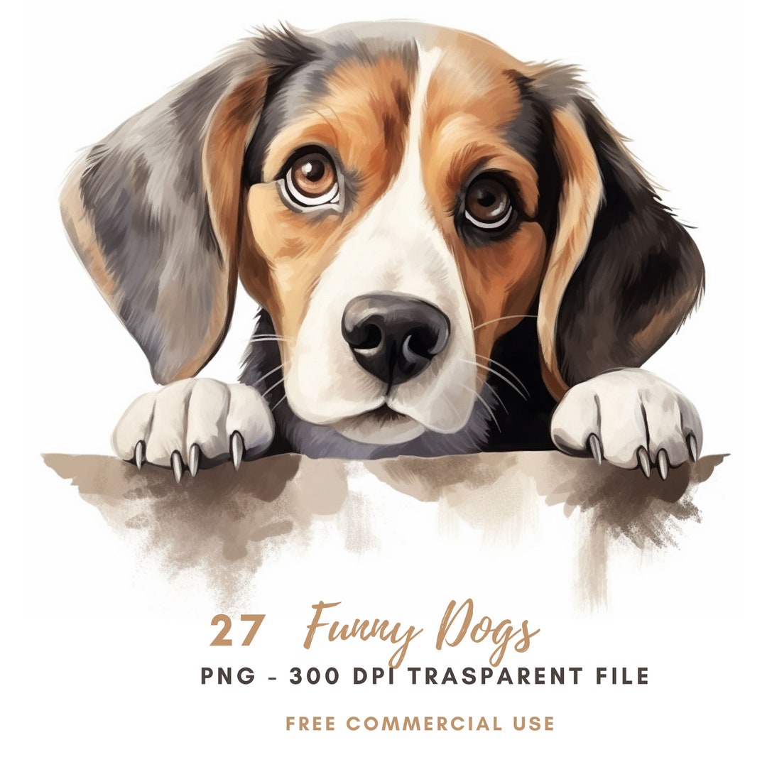 Watercolor Funny Dog Clipart PNG Bundle 27 High Quality ,crazy Dogs ...