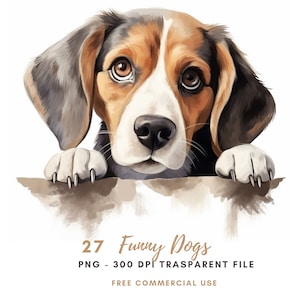 Paquete de 27 imágenes prediseñadas de perros divertidos en acuarela, de alta calidad, de Crazy Dogs, descarga digital, pegatinas imprimibles, Goodnotes, manualidades de papel digitales/514