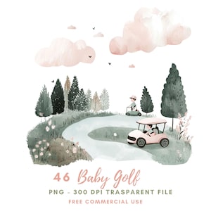 Baby Golf Clipart PNG,Bundle 46 Alta Qualità, Acquerello Baby Sport Golf, Download Digitale,Adesivo Stampabile Goodnotes / 655