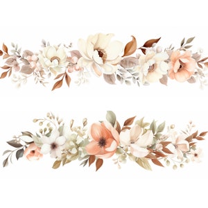 Pacchetto di clipart ghirlanda di fiori 15 JPG di alta qualità, bordo floreale acquerello, adesivi, download digitale, creazione di carte, artigianato in carta digitale/316