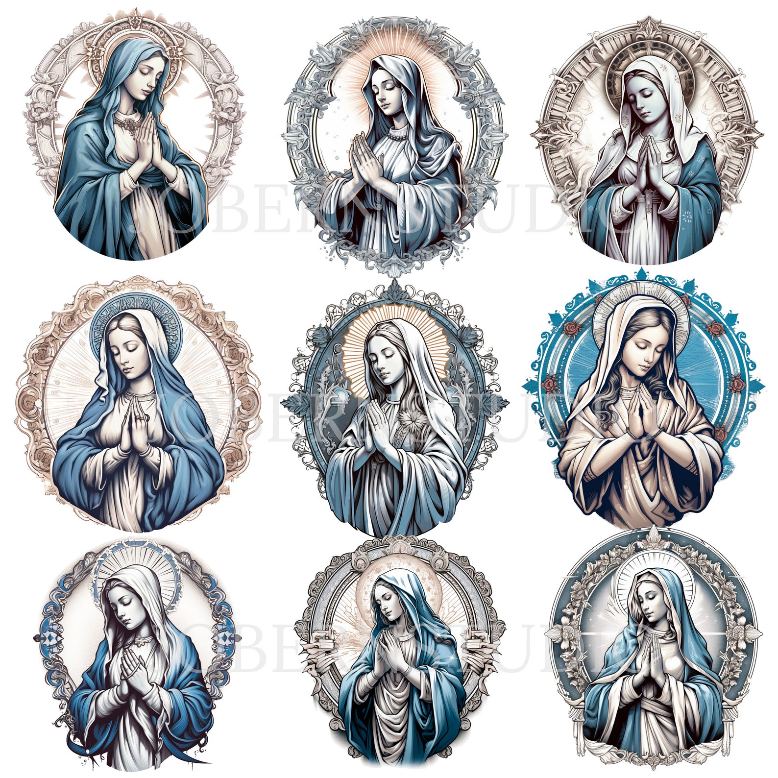Virgin Mary Clipart,bundle 15 High Quality Png,watercolor Clip Art Jpg ...