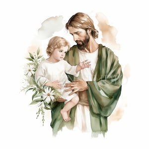 Pakiet Świętego Józefa Clipart 15 Wysokiej Jakości PNG, Święty Józef z Jezusem, Pobieranie Cyfrowe, Tworzenie Kartek, Media Mieszane, Cyfrowe Rzemiosło Papierowe| 253
