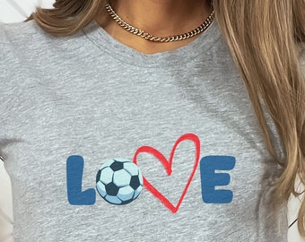 Chemise de football pour filles, t-shirt de football pour enfants, cadeau de joueur de football, chemise de joueur de football mignonne, t-shirt de football d’amour, chemise de maman de football