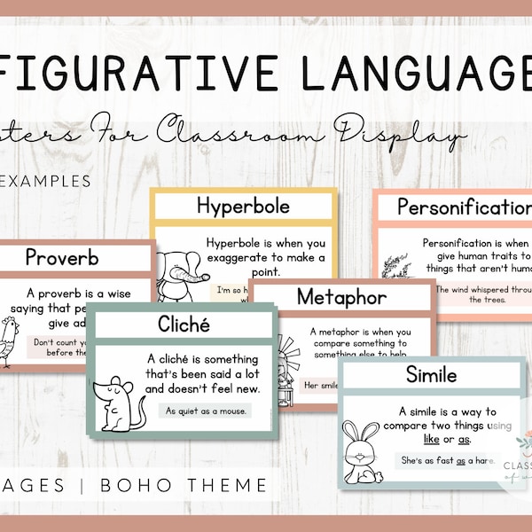 Figurative Language Posters - Warm, Boho Palette