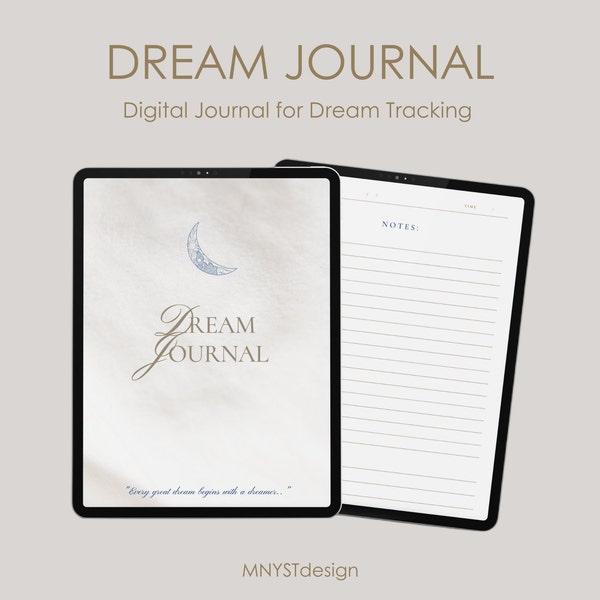 Digital Dream Journal | Dream Journal for iPad, Android | Minimalist Planner | Digital iPad Journal | Digital Journal PDF