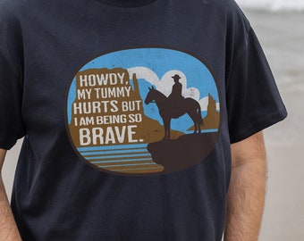 Tummy Hurts Funny Western Shirt, Vintage Cursed Meme Weirdcore Tee-shirts, Aesthetic y2k clothes, Silly gift for him, T-Shirts that go hard