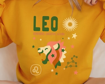 Retro Leo Zodiac Sweatshirt: Vintage Graphic Astrology Gift