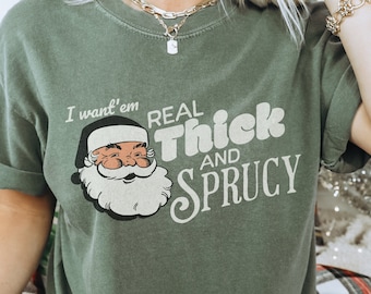 Sprucy Funny Christmas Vintage Santa Comfort Colors® Dad Shirt,  Husband Holiday Apparel, Cute fun retro xmas clothes, Matching pajama top