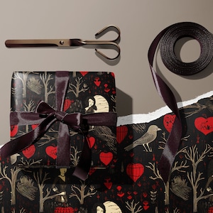 Edwardian Goth Wrapping Paper Roll, Valentine's Day Gothic Romance Gift Wrap, Unique Eerie Vintage, Dark Macabre Spooky Witchy Baroque