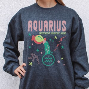 Colorful Retro Aquarius Zodiac Astrology Sweatshirt