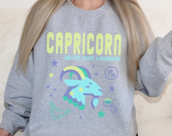 Retro Capricorn Zodiac Sweatshirt: Vintage Astrology Gift