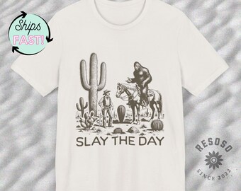 Western Cowboy And Bigfoot Shirt, Weirdcore Meme Sweatshirt, Funny Vintage 90s Tshirt, Sasquatch and Cowboy Kids T-Shirt Western Graphic Tee