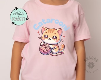 Cat with Yarn Toddler T-Shirt - Kawaii Kitten Graphic Tee