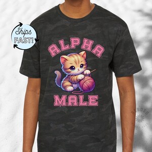 Alpha Male Camo Ironic Vintage T-Shirt, Retro Pride, Funny Kitten Tshirt, Funny Weird Meme Shirt Funny Graphic Tee Offensive Weirdcore Tees