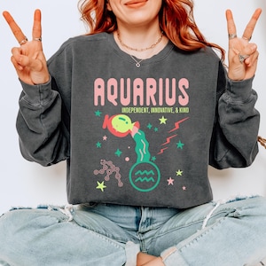 Aquarius Zodiac Digital Download PNG, Vintage Astrology Sublimation Design PNG, Retro Aesthetic T-Shirt Design, Birth Sign DTF Print File