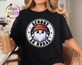 Comfort Colors Spooky ER Nurse Ghost Halloween Shirt
